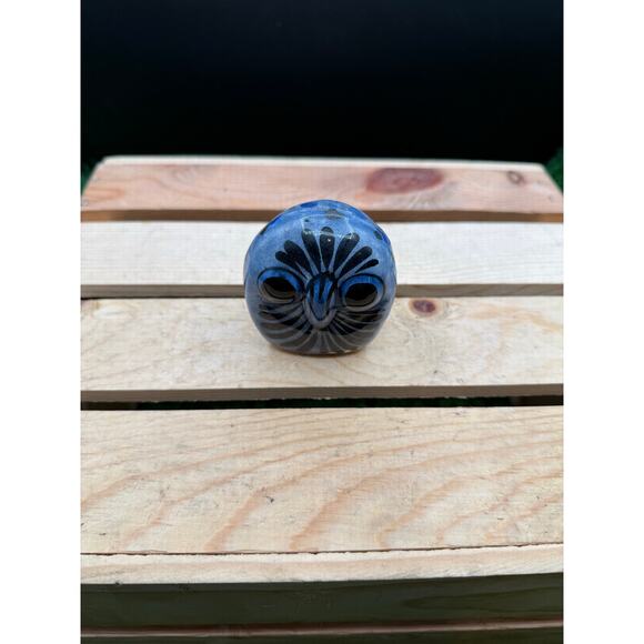 Vintage Tonalá Mexican Folk Art Owl-Hand-Painted Ceramic Pottery, 3.5" - Picture 2 of 9